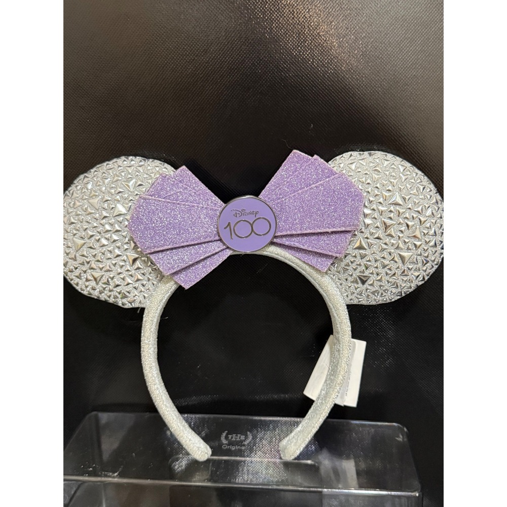 Disney 100 Years of Wonder Minnie Mouse Ears Headband Purple Glitter Bow